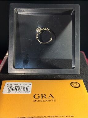 GRA Moissanite Halo Ring in White Gold-Color
